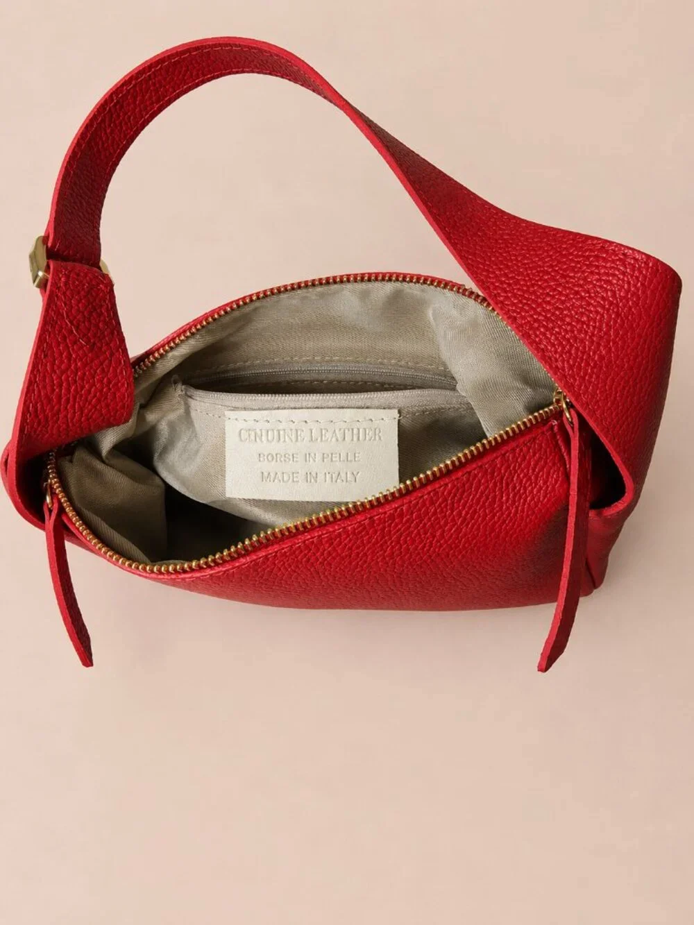 Italian Leather Red Shoulder Bag, Leather Crossbody Purse